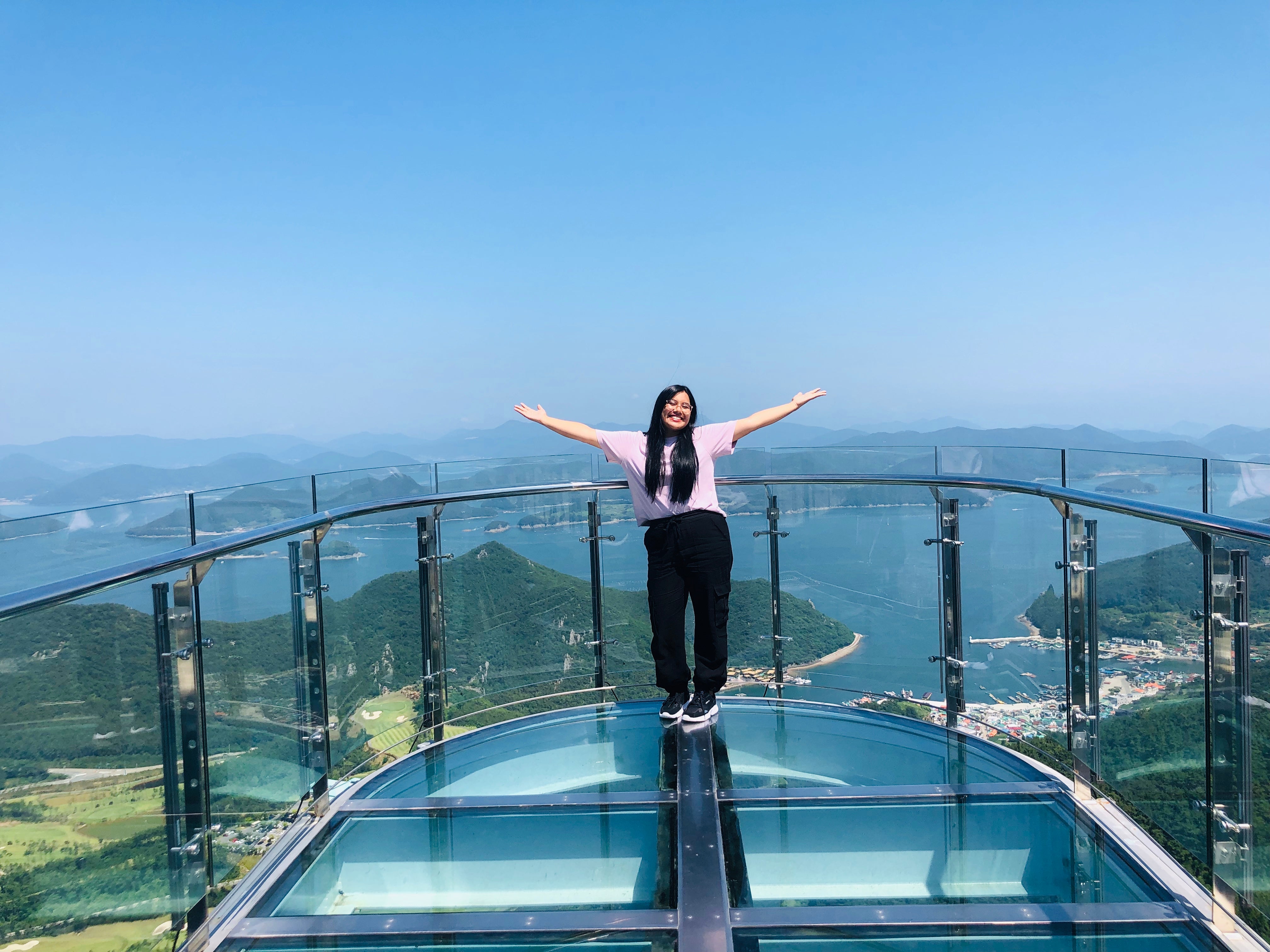 Amber Cabrera studying abroad at a viewing spot in South Korea