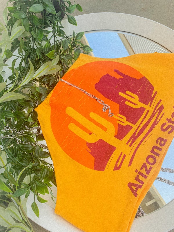 Upcycled top made from ASU alum 