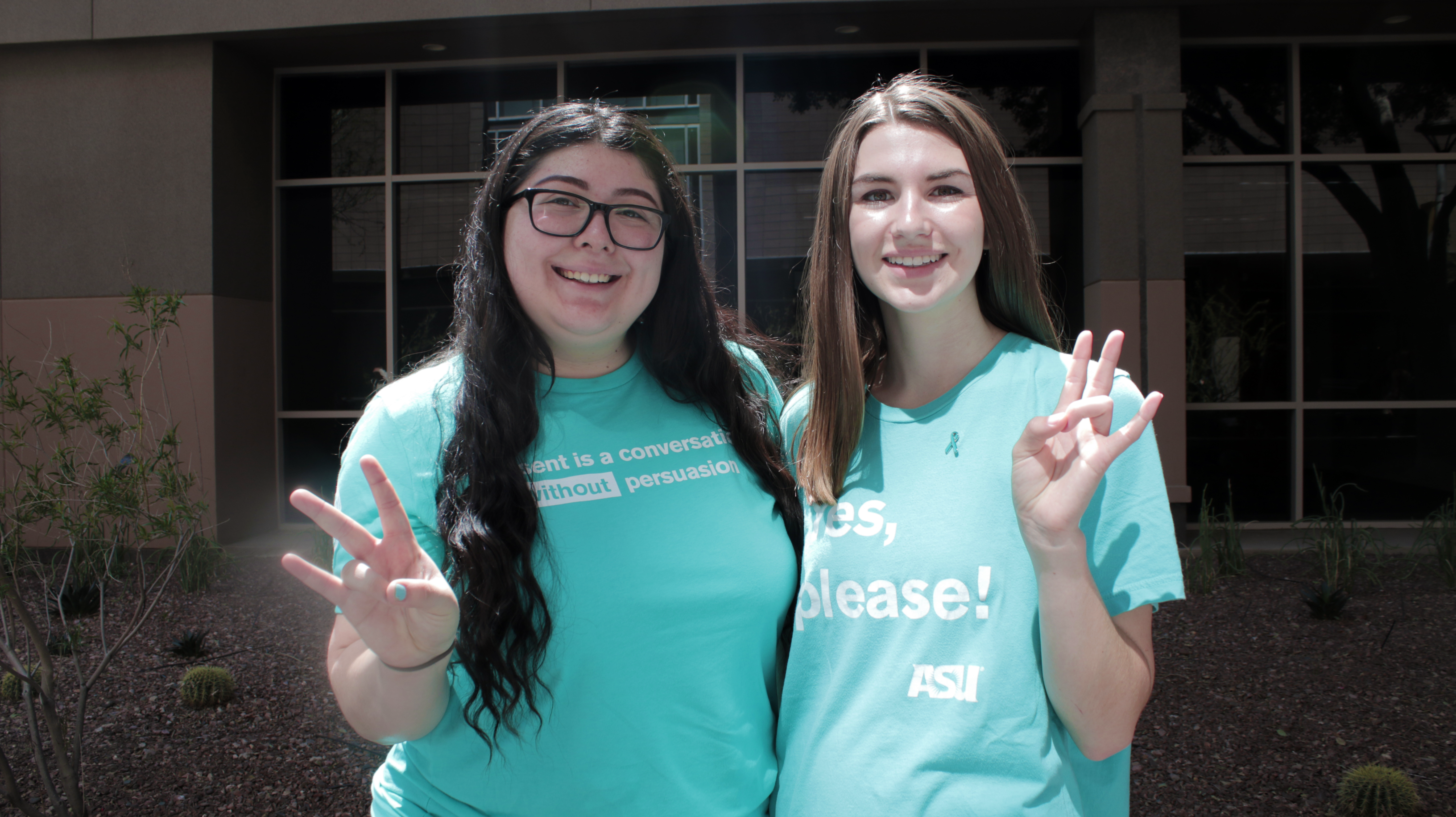 ASU students Karla Chicuate and Rachael Mowry at Consent and Beyond event at the Downtown Phoenix campus