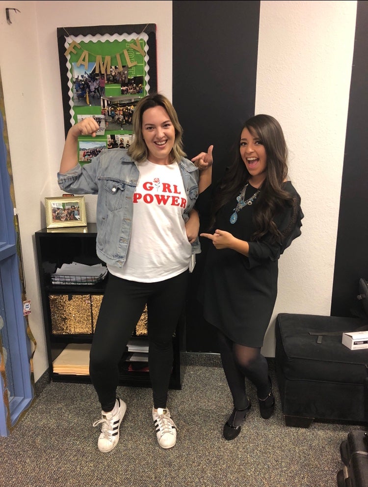 Chloe Burbank and Julie Salcido celebrating women’s accomplishments on Shero documentary set