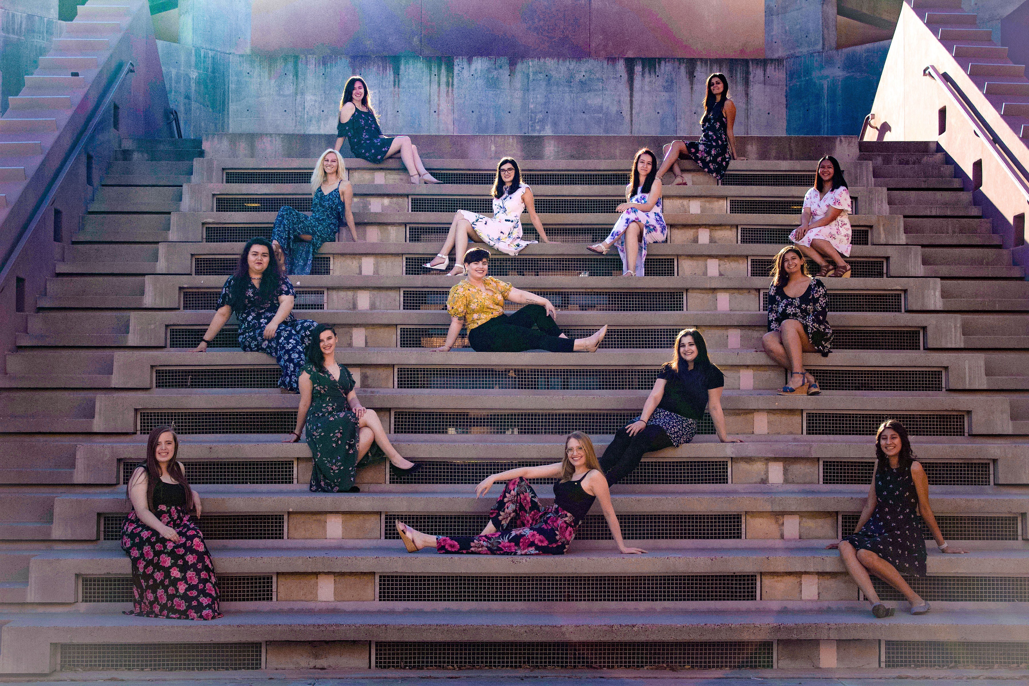 Sigma Alpha Iota members at ASU's Fine Art Center steps