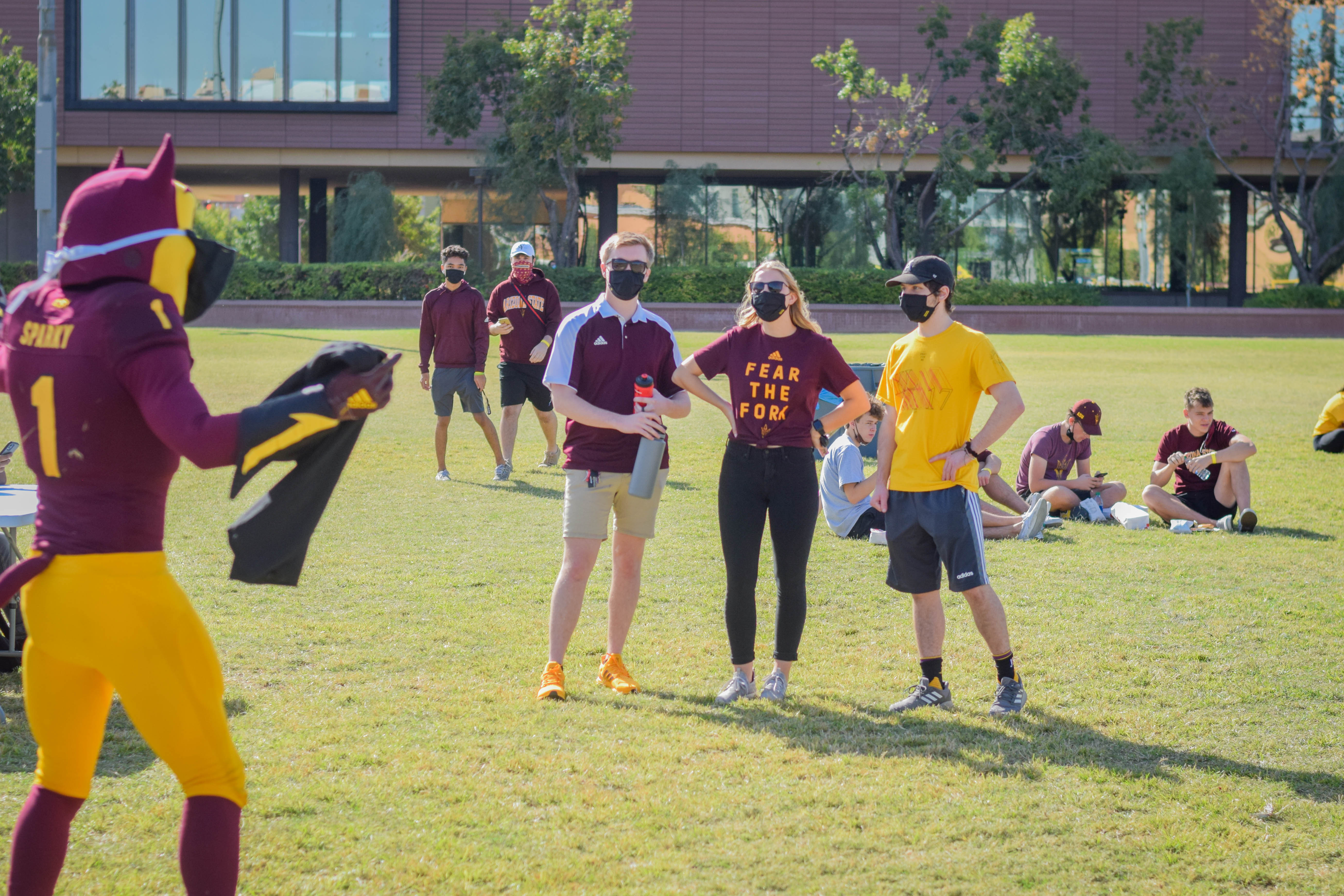 Sparky social distances with Sun Devil Football friends 